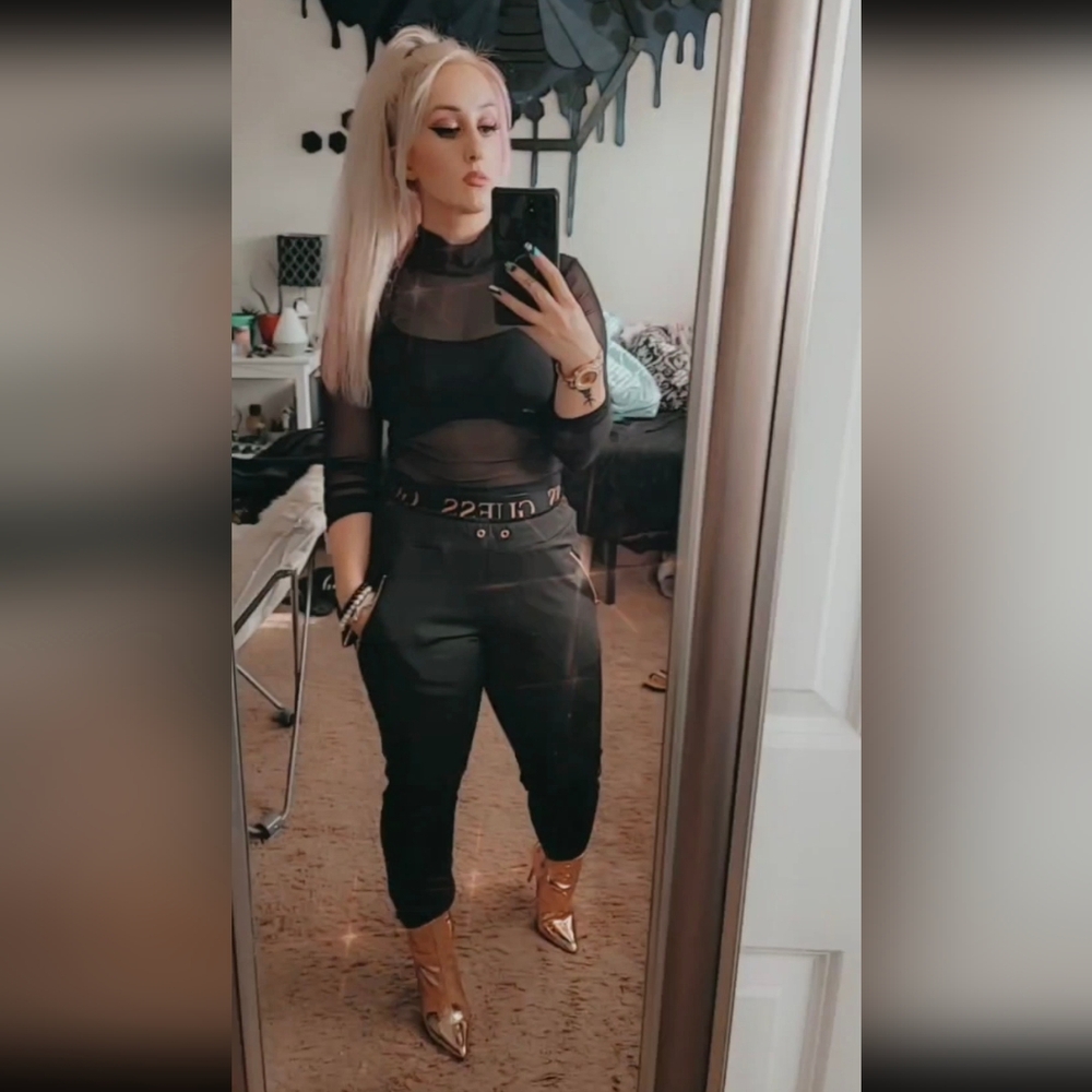 Guess Black High-Waist Track Joggers